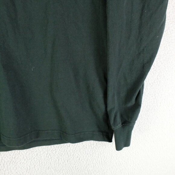 Ben Davis Shirt Womens Large Green Long Sleeve Crew Heavyweight Cotton Pocket - Picture 3 of 9